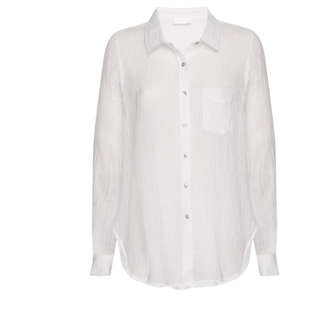 Monday Swimwear Monaco Linen Shirt White Crinkle Size S